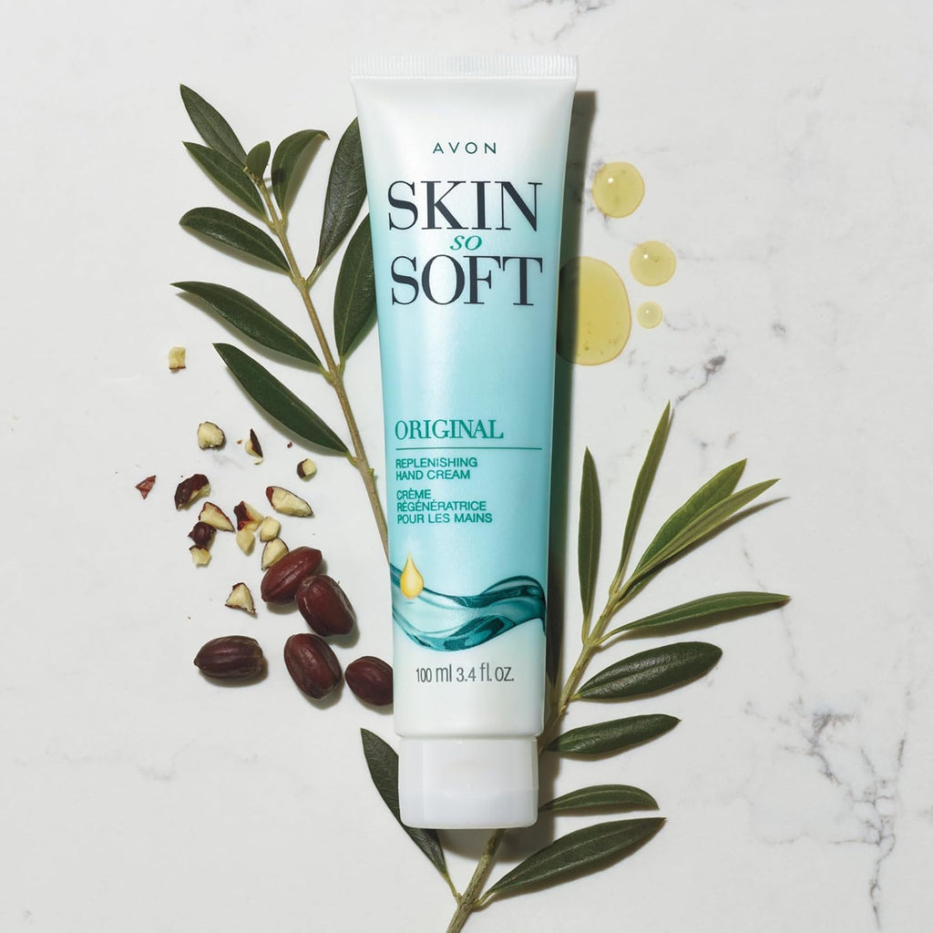 Avon Skin So Soft Original Replenishing Hand Cream – 5 Pack, 3.4 fl. oz. – With Jojoba Oil for 24+ Hour Moisturization, Nourishes & Softens, Fresh Herbal Scent, Dermatologist Tested