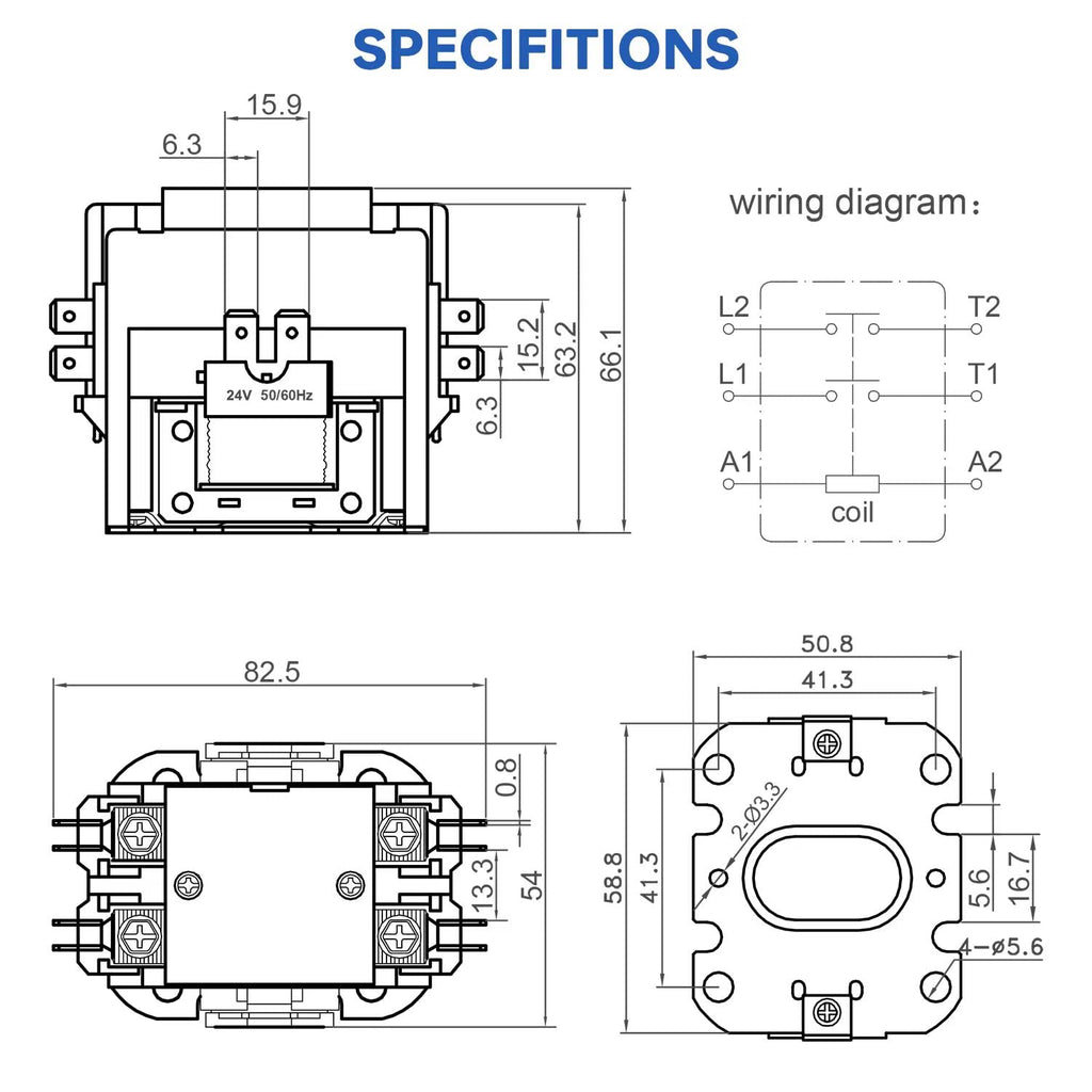 BOJACK 2 Poles FLA 40 Amp Coil 24 VAC Air Conditioner Condenser Compressor Contactor AC Definite Purpose Contactor