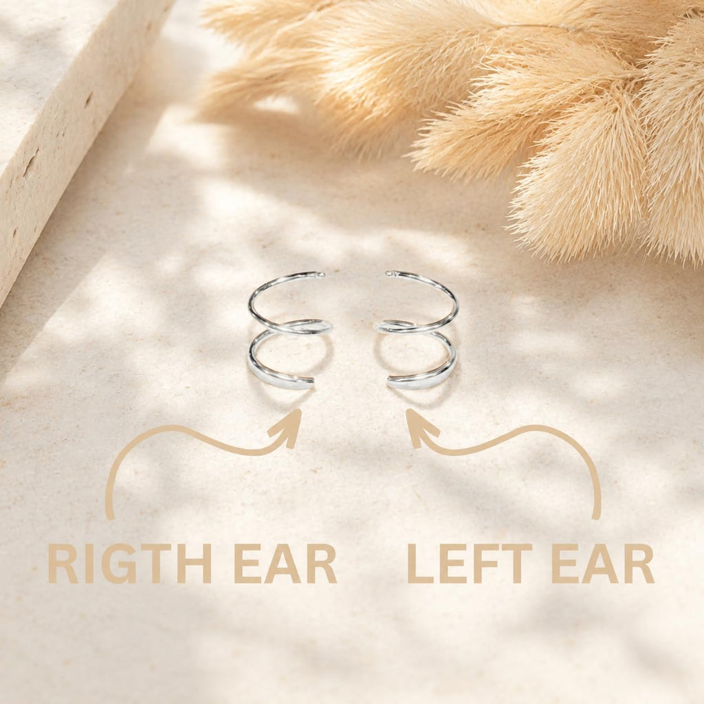 Solid Sterling Silver Double Huggie Hoop Twist Earrings for Single Piercing. Tiny Spiral Huggie Hoop Illusion Earrings. 19 Gauge (1 Pair)