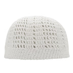White Kufi Hat Tight & Loose Weave Mix Crocheted Comfortable Cotton Muslim Kufi Topi Skull Prayer Cap (XXL)