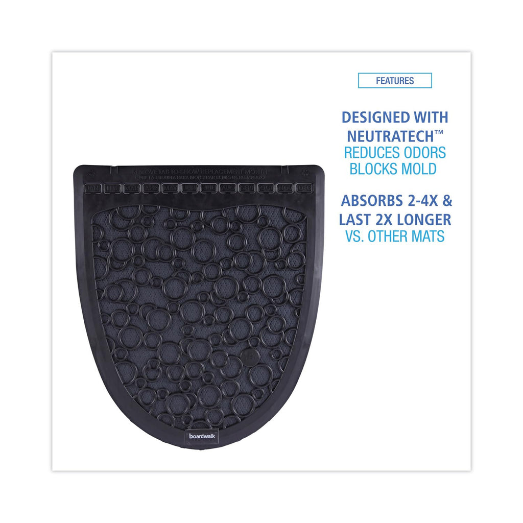 Boardwalk BWK UMBB P000I006M0021430L1 Urinal Mat 2.0, Rubber, 17-1/2" Width, 20" Length, Black (Pack of 6)