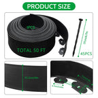 50 FT Landscape Edging No Dig [Extra Tall 4 Inch High] with 45 Spikes, Heavy-Duty Plastic Garden Edging Border