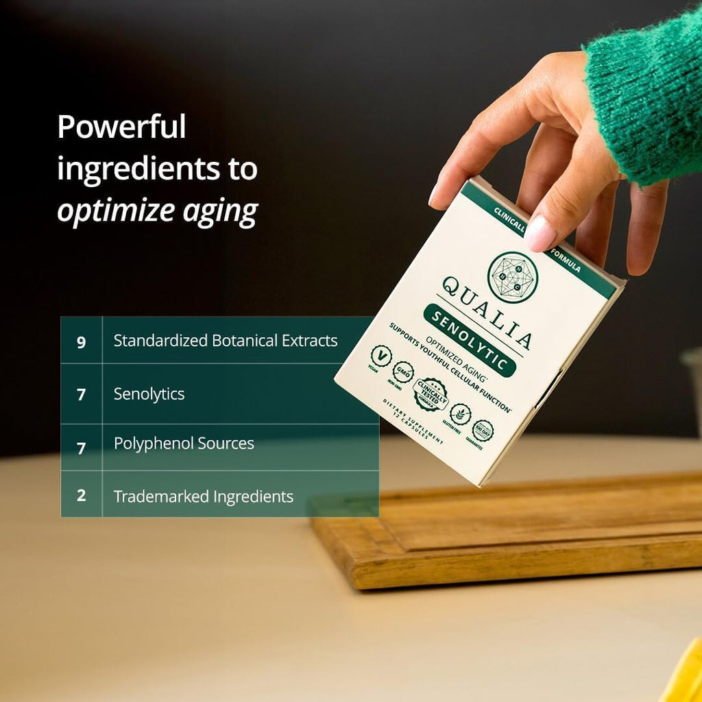 QUALIA LIFE SCIENCES Senolytic Supplement, Fisetin, Quercetin, Piperlongumin & More, Aging Supplement - Supports Optimal Cell Repair & Rejuvenation, Naturally Eliminate Zombie Cells, 1 Month Supply