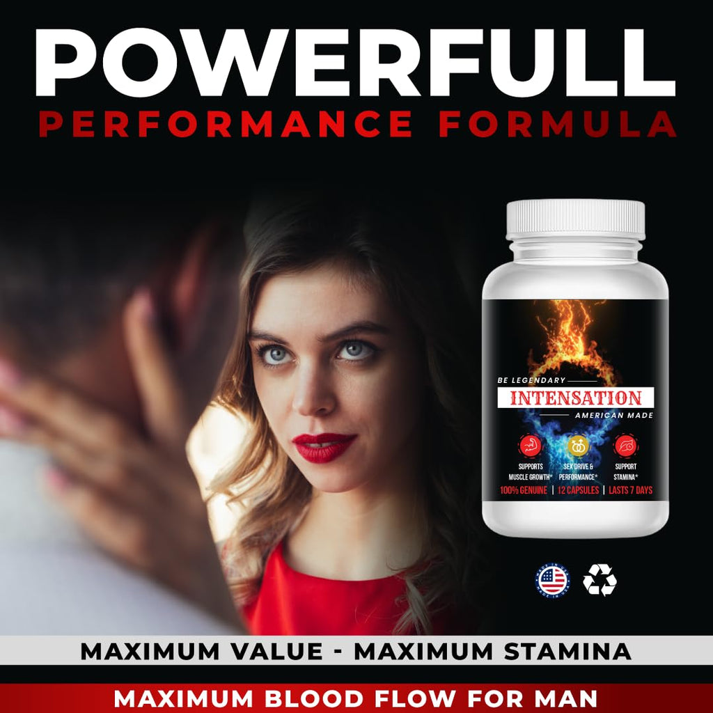 INTENSATION - Male Supplement - All Natural Stamina Support - Last Longer - Increase Size, Strength & Stamina - Improve Energy Level - Optimize Vitality - 12 Tablets