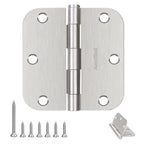 AmzGod Door Hinges Brushed Nickel - 42 Pack Nickel Door Hinges 3.5 Inch Rounded Interior Satin Nickel Door Hinge with 5/8" Radius - Flat Iron Residential Standard 3 1/2 Inches Silver Door Hardware