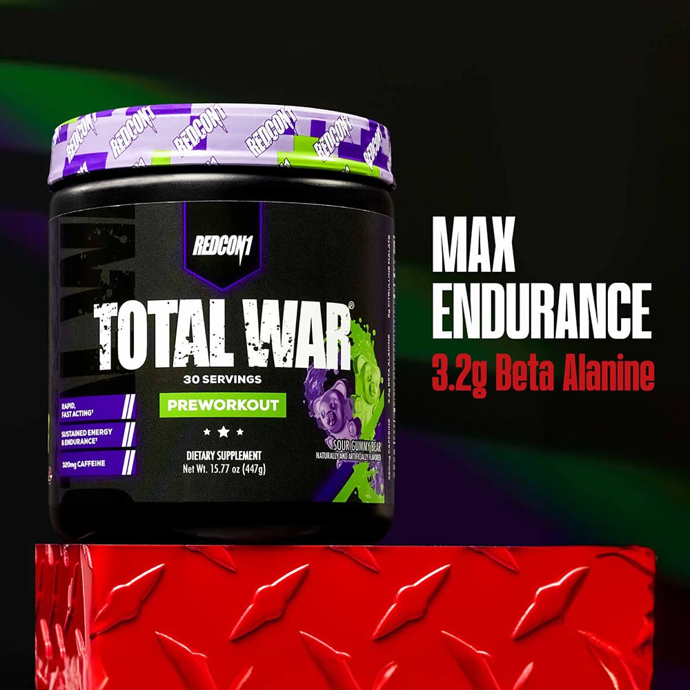 REDCON1 Total War Pre Workout Powder | Blue Lemonade | 320mg Caffeine + Citrulline Malate + Beta Alanine (30 Servings)
