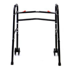 AireMed Bariatric Walker with 5" Wheels – Folding Walker Skis Glides Included - Extra Wide 600 lb Capacity - Adjustable Height - Sturdy Black Steel Frame - Ideal for Seniors and Mobility Support