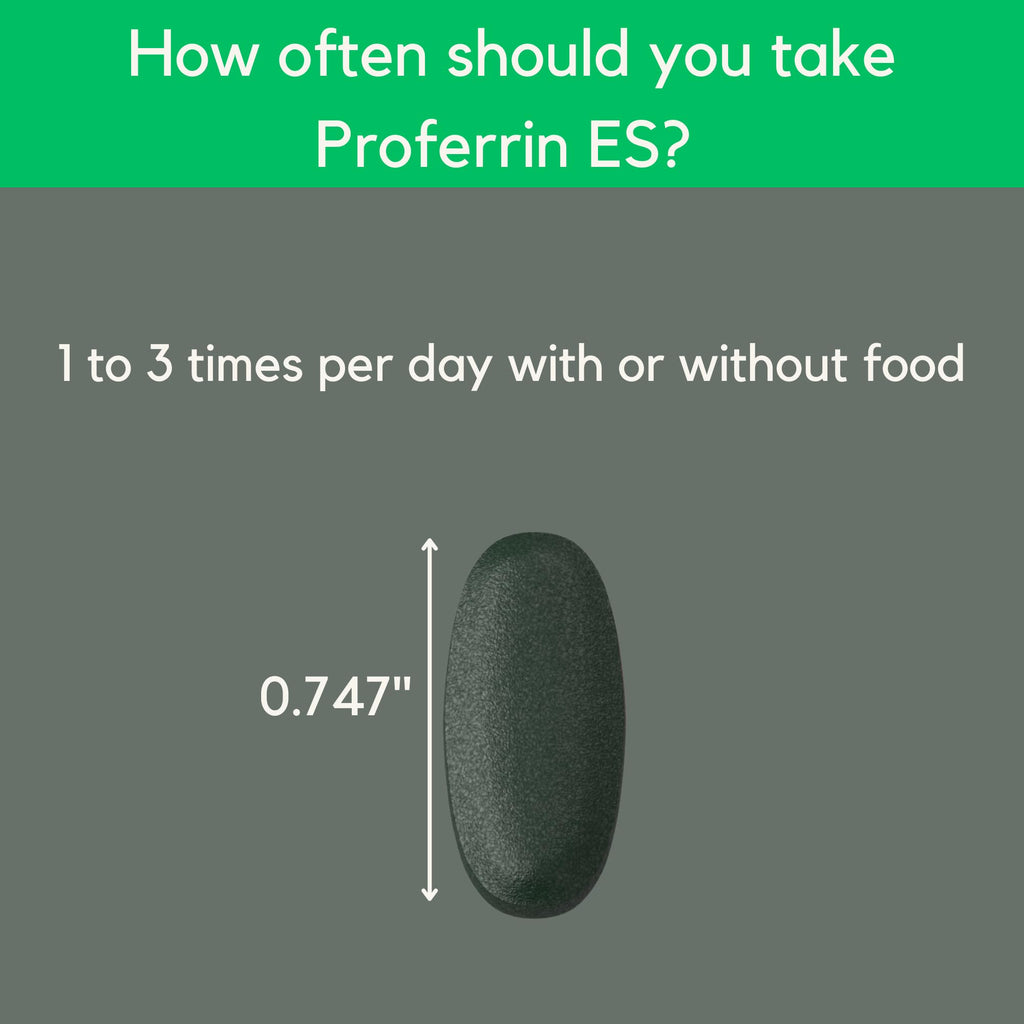Proferrin ES- 10.5mg of high Absorbing Heme Iron Polypeptide. Made in The USA. 90 Tablets. Easy on The Gut. Not affected by Coffee, Calcium, or PPI's.