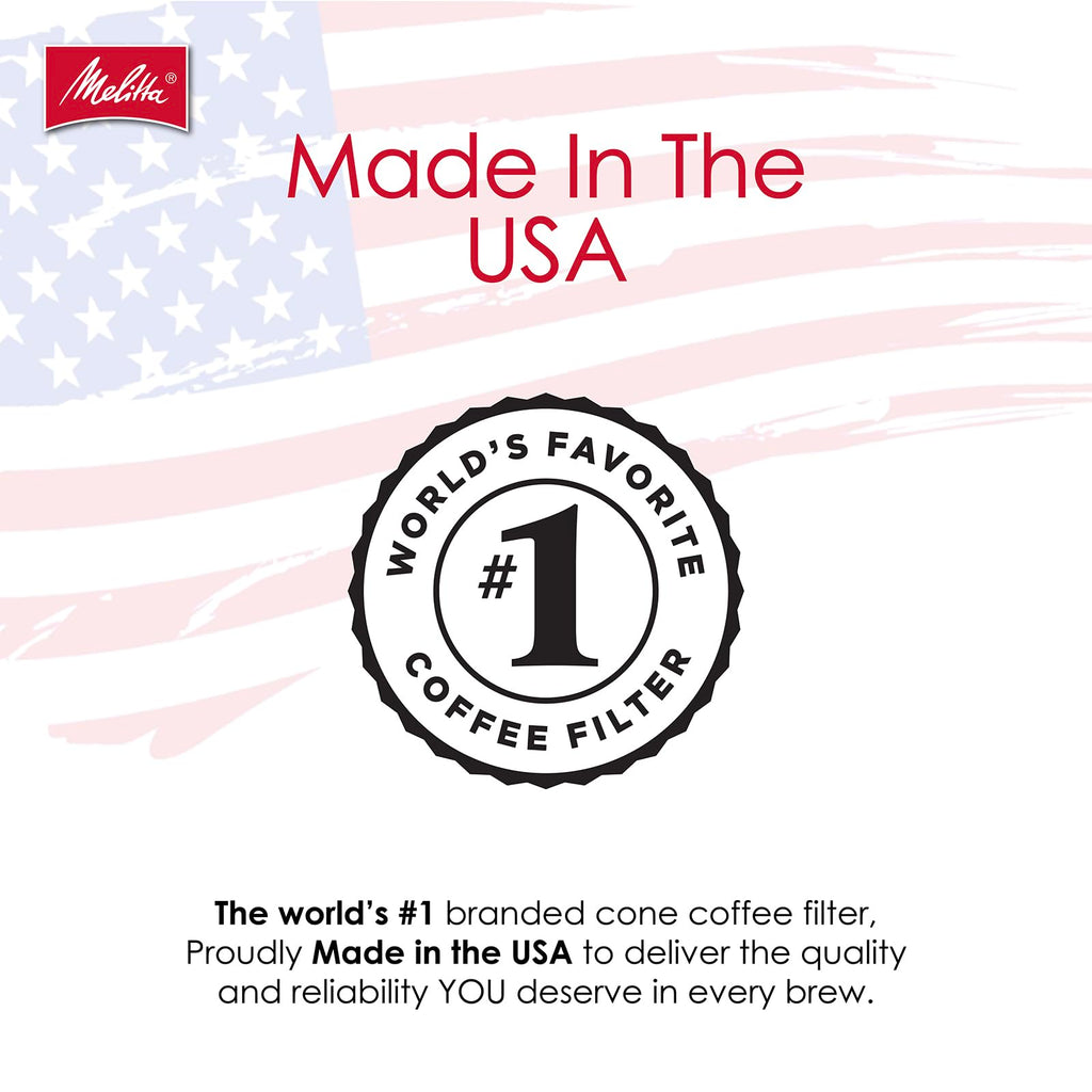 Melitta #4 Unbleached Coffee Filters, Natural Brown Cone Filters, 6-Pack