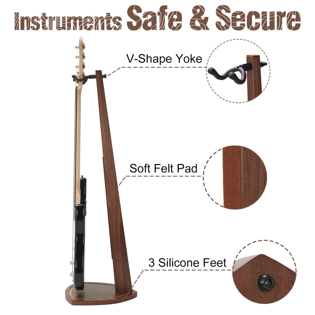 Musbeat Bass Guitar Stand, Electric Bass Stand for Studio, Living Room, Handcrafted Electric Bass Guitar Stand, Wood Guitar Stand Floor for Electric Guitar, Bass Guitar, Banjo, Guitar Gifts for Men