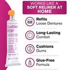 Cushion Grip Thermoplastic Denture Adhesive – Refits & Tightens Loose Dentures, Works Like a Denture Reliner for a Long-Lasting, Secure Fit & Comfort, Cushions Gums, Waterproof & Zinc-Free - 1 oz