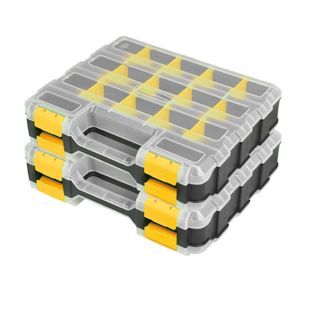 AIDY-PRO Tools Box Organizer Double Side 34 Compartments Hardware Organizers with Removable Plastic Dividers for Screws Nuts Nails