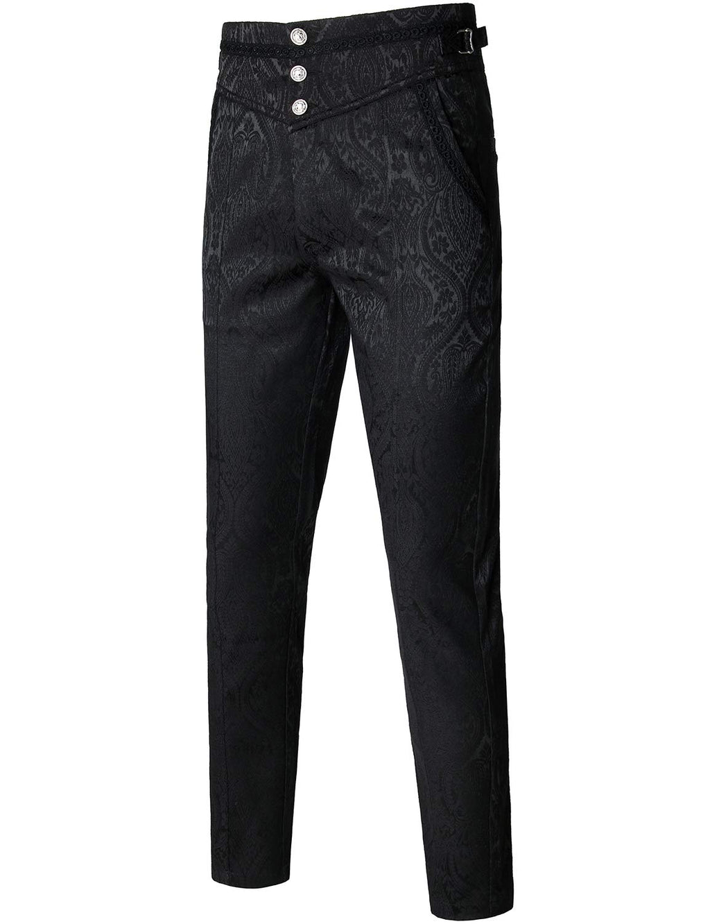 VATPAVE Mens Gothic Pants Cosplay Costume Steampunk Victorian Pants L Black