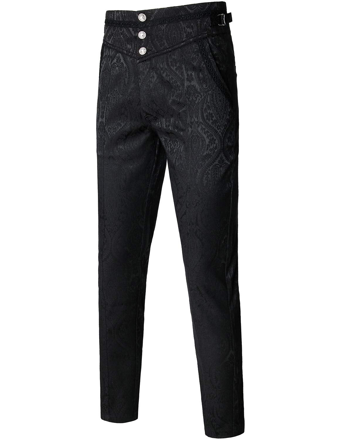 VATPAVE Mens Gothic Pants Cosplay Costume Steampunk Victorian Pants M Black