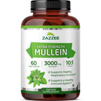 Zazzee Extra Strength Mullein 10:1 Extract, 3000 mg Strength, 60 Vegan Capsules, 2 Month Supply, Certified Kosher, Lung and Respiratory Support, 100% Pure Leaf Powder, Non-GMO, Made in The USA