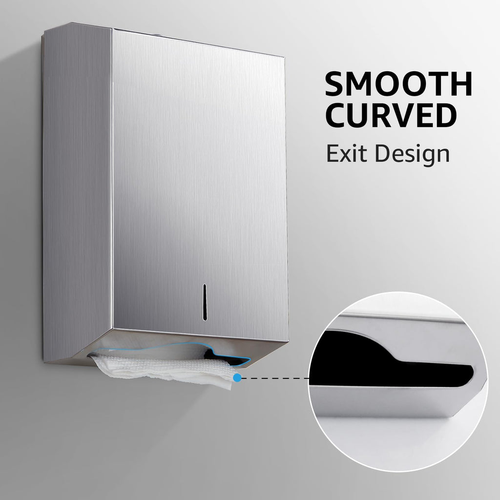 Paper Towel Dispenser Wall Mount - Multifold Trifold Paper Towel Dispensers, Large Capacity Stainless Steel Tissue Holder, Suitable for Bathrooms and Public Places