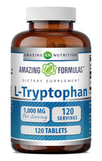 Amazing Formulas L-Tryptophan 1000mg Tablets Supplement | Non-GMO | Gluten Free | Made in USA (120 Count)