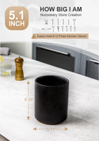 Nucookery Ceramic Kitchen Utensil Holder for Countertop, 6.4" Stone Black