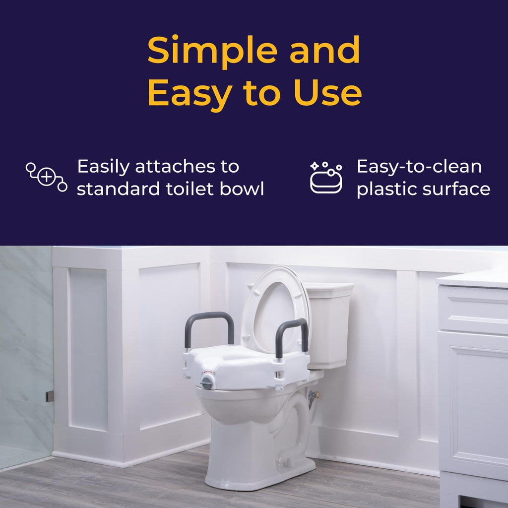 Drive Medical 2-in-1 Raised Toilet Seat with Removable Padded Arms