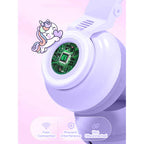 Unicorn Kids' Bluetooth Headphones,Foldable Wireless Headphones for Children with Cable and Microphone Earphones Volume Control,Unicorn-Inspired Gift Design for Birthday Gift & Christmas (purple)