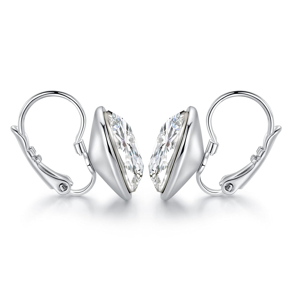 White Bella Drop Earrings Crystals 18K White Gold Plated Hypoallergenic Jewelry for Women