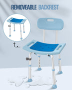 Shower Chair with Back for Elderly Seniors,Shower Stools and Benches for Adults,Bath Chair Shower Benches for The Disabled,Shower Seats,Blue Tub Chair