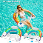 Jasonwell Inflatable Pool Float Chair - Pool Floaties Chair Floats Loungers for Swimming Pools Floating Lounger with Cup Holders Toy Party Floaties for Adults XL