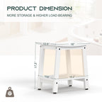 BEKVEM Shower Bench for Inside Shower - White HDPE Shower Stool Waterproof - Spa Bathroom Seat Chair with Handle, Storage Shelf, Adjustable Feet - Indoor/Outdoor, Weather Resistant