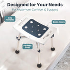 PELEGON Shower Chair for Inside Shower (350 lb) - Adjustable Height, Padded Seat, Shower Chair for Elderly and Disabled - Shower Chair for Adults, Tub Chairs for Bathtubs - Dark Blue