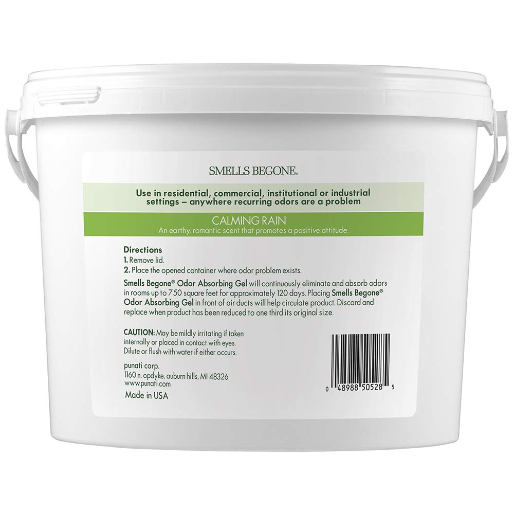 SMELLS BEGONE 1-Gallon Odor Absorber Gel - Air Freshener & Odor Eliminator for Homes, Garages & Commercial Buildings - Industrial Size - Calming Rain Scent