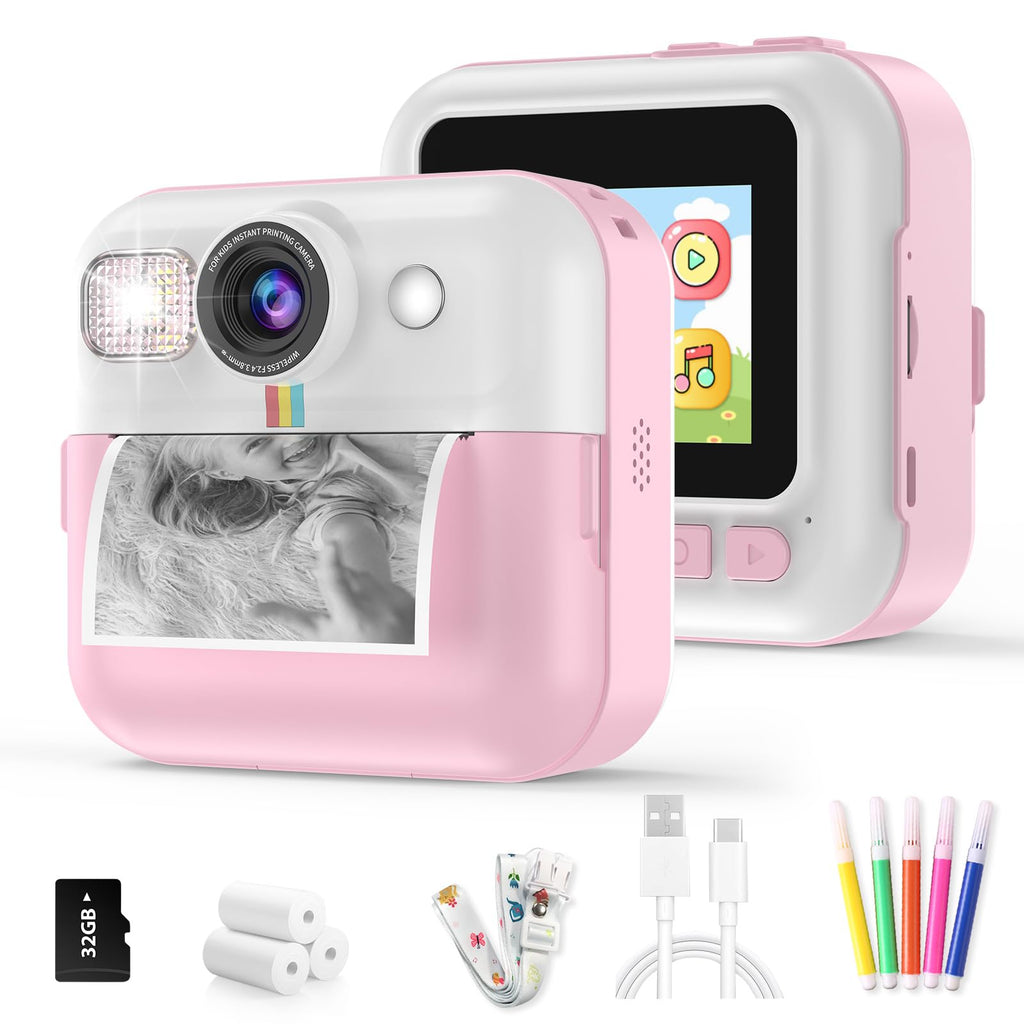 Instant Print Camera for Kids, Toddler Camera Birthday Gifts for Girls 3-10