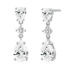 EAMTI Wedding Earrings for Brides Dangle Cubic Zirconia Pear Cut 925 Sterling Silver Post Engagement Earrings for Women