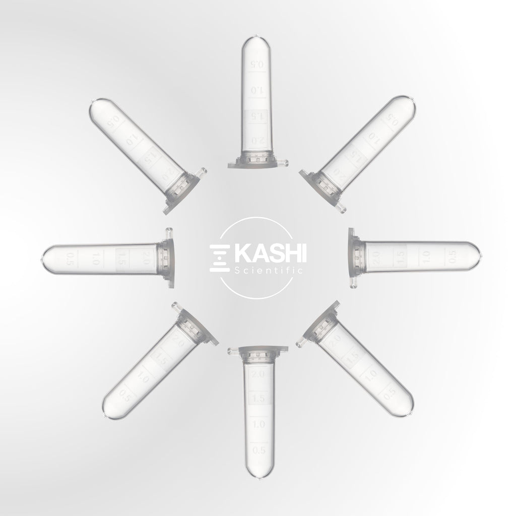 Kashi Scientific 2mL Clear Snap Cap Microcentrifuge Tube with Graduation, Lab Grade Polypropylene Plastic [2mL, 1000]