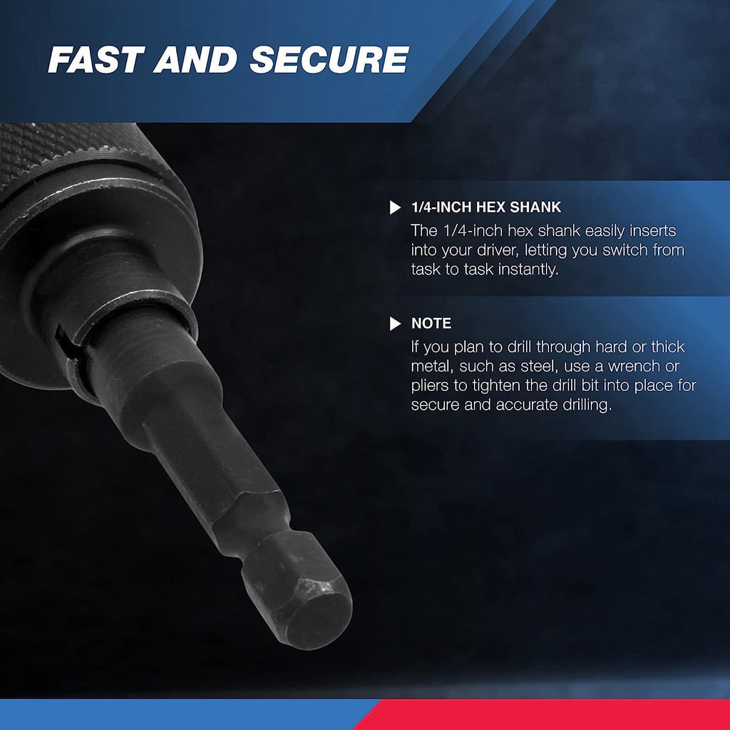 NEIKO 20753A Keyless Drill Chuck for Impact Driver, Chuck Conversion Adapter, 1/4” Hex Shank, Convert Cordless Screwdrivers into Power Drills in Seconds, For Round-Shank Drill Bits, No Keys Needed