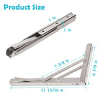 CLT 12'' Folding Shelf Brackets Max. Load 330 lb, Heavy Duty Stainless Steel DIY Wall Mounted Shelf Bracket Space Saving for Table Work Bench, Pack of 2
