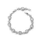 SWEETV Wedding Teardrop Bracelets for Brides Bridesmaids, Crystal Cubic Zirconia Bridal Bracelets for Women Prom, Silver