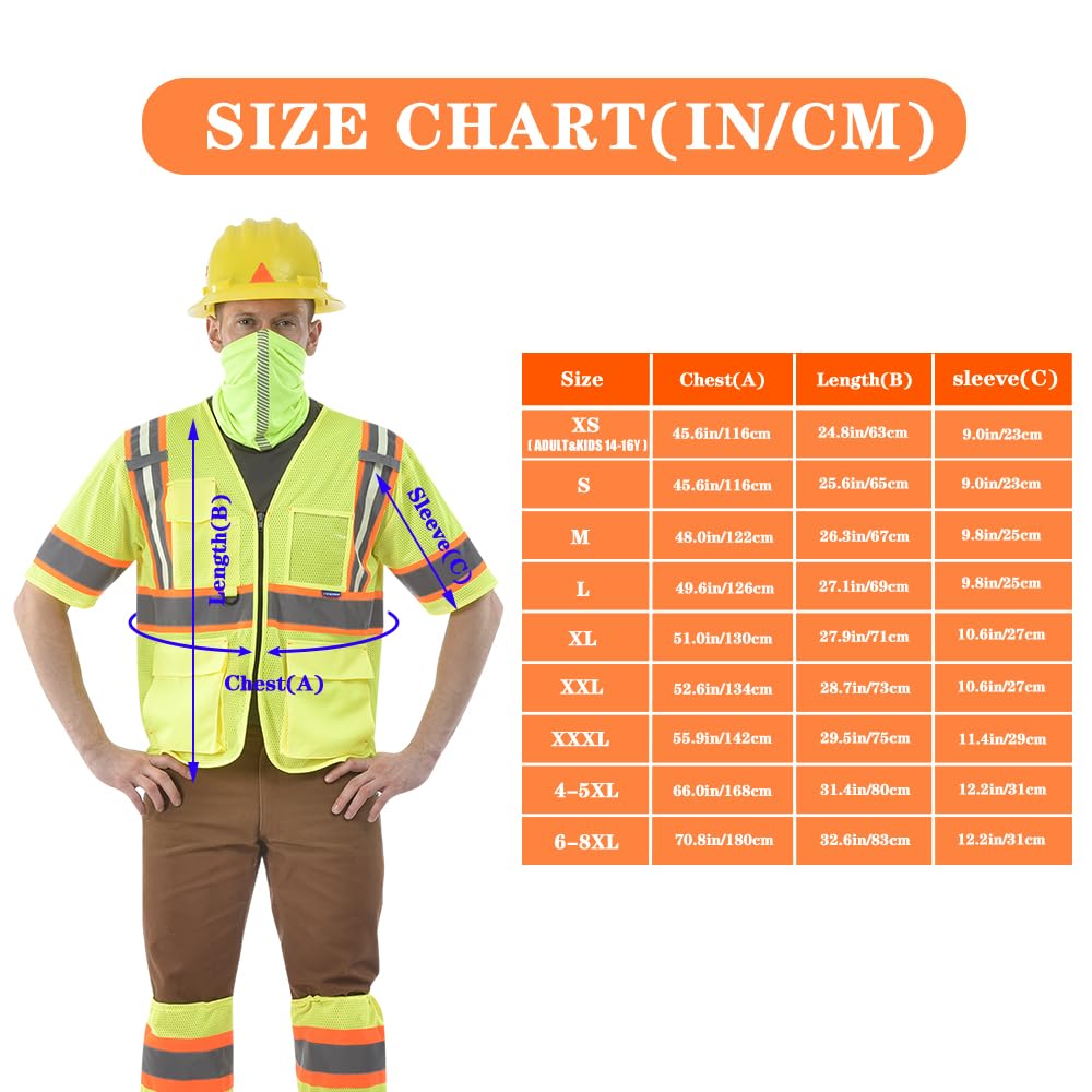 AYKRM class 3 safety work vest for men Glow vest