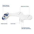 LUXE Bidet NEO 185 - Dual Nozzle, Self-Cleaning, Non-Electric Bidet Attachment for Toilet Seat, Adjustable Water Pressure, Rear & Feminine Wash (Blue)