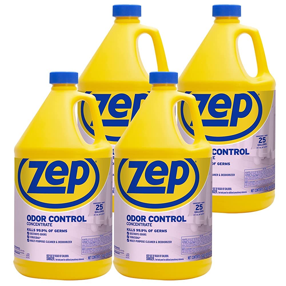 Zep Odor Control Concentrate - 1 Gallon (Case of 4) ZUOCC128 - Cleans, Deodorizes, Disinfects, Kills Many Household Germs, Removes Mildew Stains, Destroys Odors