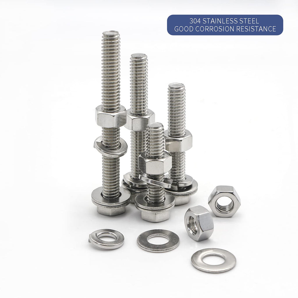 80PCS Bolts and Nuts 5/16-18 x1-1/2”, 2”, 2-1/2”, 3” Carbon Steel Hex Bolts and Nuts Set Hardware Screws Assortment Kit (4 Different Sizes)