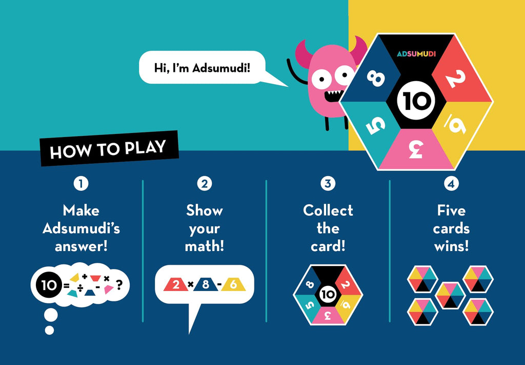 Evermade Adsumudi Math Game - The Monstrously Fun, Smart Game for Kids to Practice Multiplication, Division, Addition and Subtraction - Great for Kids Ages 8-12