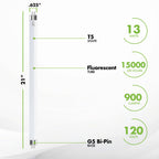 F13T5D – T5 21 Inch Under Counter Fluorescent Bulbs Bright White Daylight 6500K 13-Watt F13T5/D 21” D Long Life Replacement Tubes for Under Cabinet Lights – Pack of 6 Bulbs