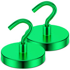 Grtard 2 Pack Magnetic Hooks Heavy Duty, 120LBS Neodymium Magnet Hooks for Cruise Cabin, Strong Magnetic Hooks for Hanging, Magnets with Hooks for Home, Kitchen, Workplace, Bathroom(Green)