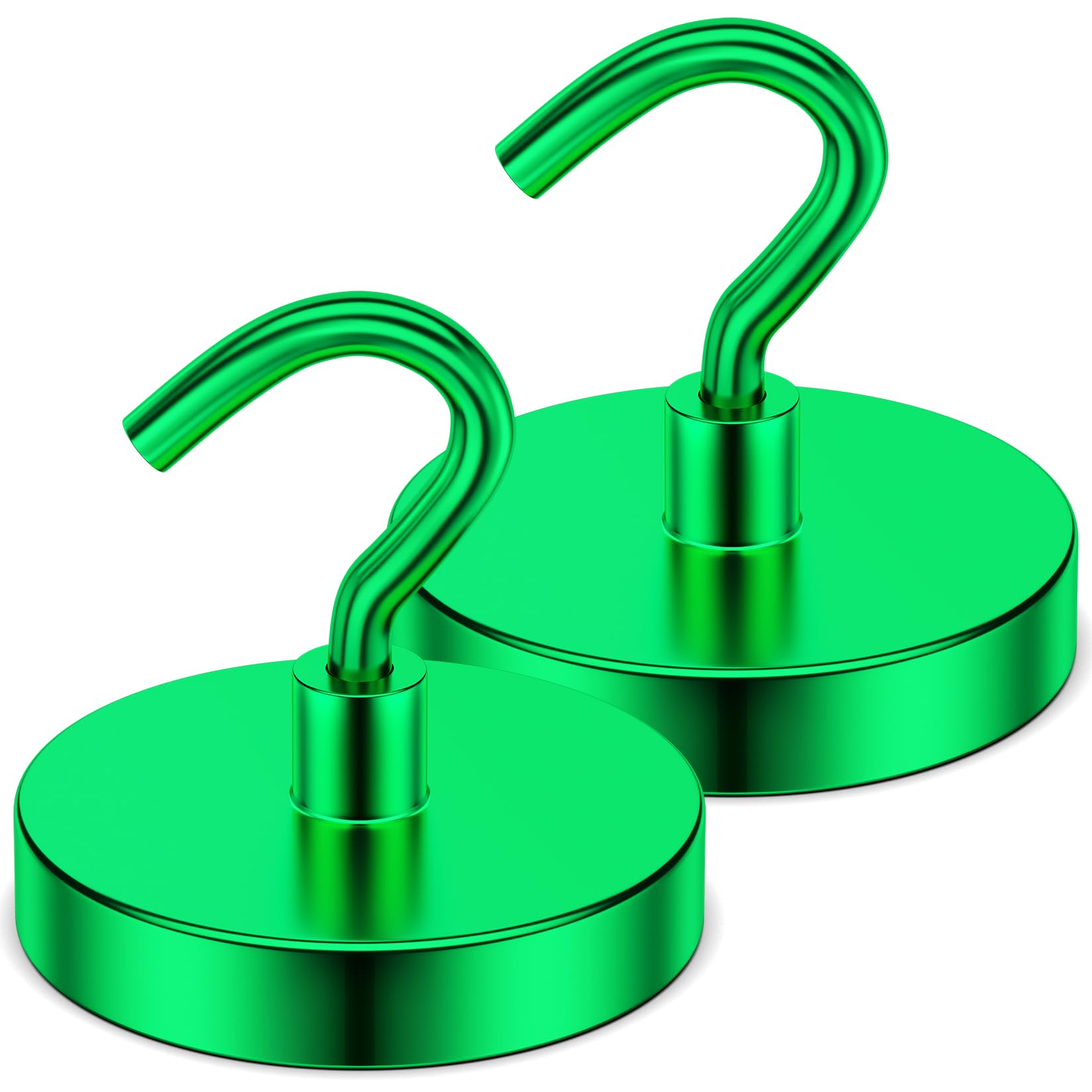 Grtard 2 Pack Magnetic Hooks Heavy Duty, 120LBS Neodymium Magnet Hooks for Cruise Cabin, Strong Magnetic Hooks for Hanging, Magnets with Hooks for Home, Kitchen, Workplace, Bathroom(Green)