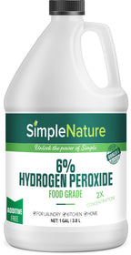 SimpleNature 6% Food Grade Hydrogen Peroxide Solution - 1 Gallon - Natural Multipurpose Cleaner - Made in USA - Ideal for Commercial, Residential, Kitchen, Bath, Laundry, and More