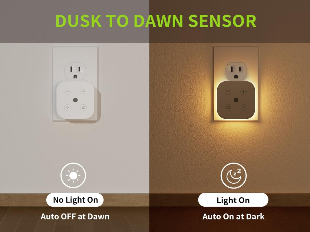 TORANKOS 2 Pack Very Dim Sleep Night Lights Plug into wall, Kids Sleep Light, Adult Sleep Light, Bedroom Night Light, Light Sensor, LED, Dimmable, Warm Soft Light Plug in Night Light
