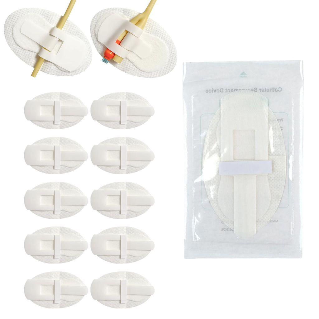 10 pcs Foley Catheter Stabilization Devices,Sterile Individually Packaged,Self-High Adhesive Catheter Supplies for Single/DoubleTube Holder,Catheter Holder