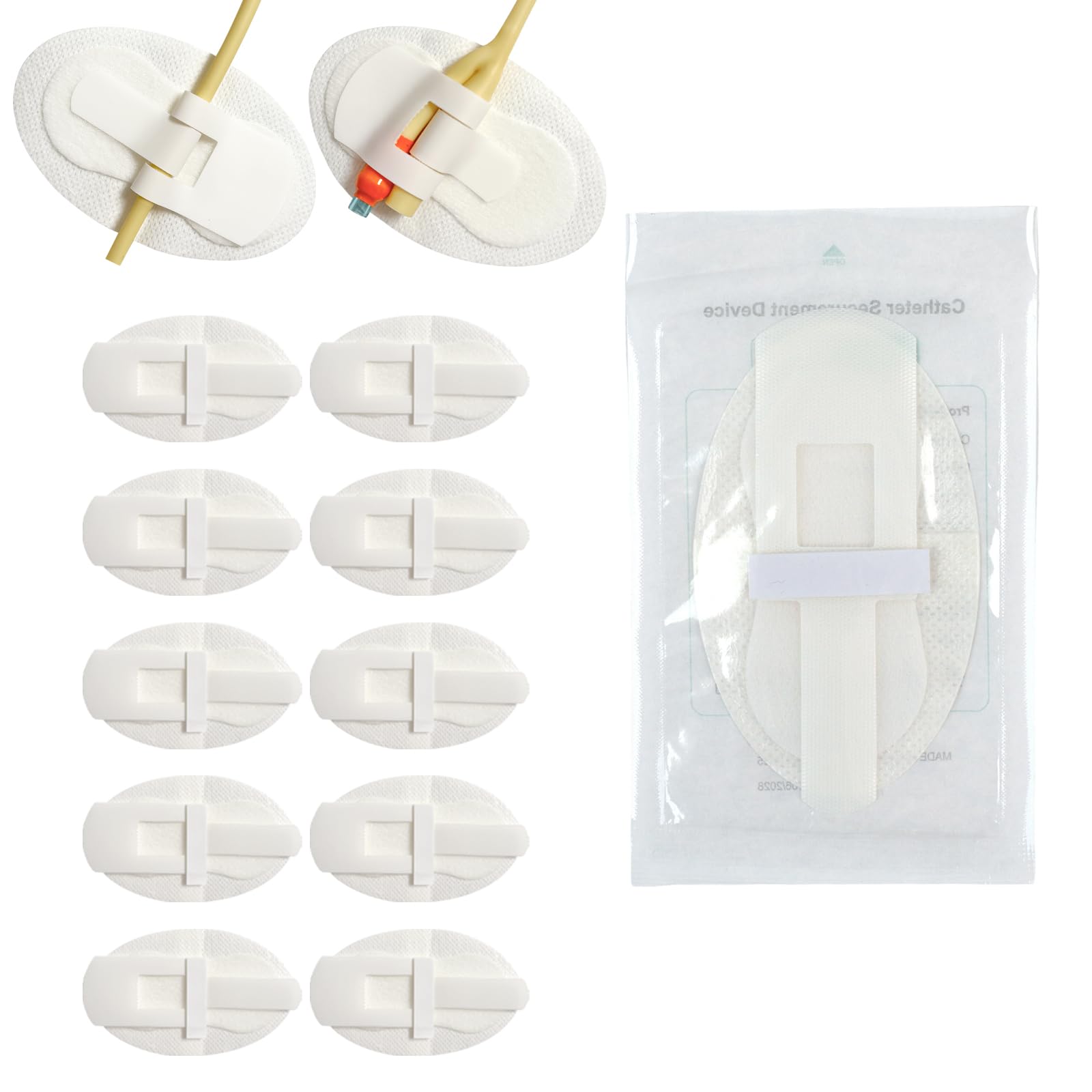10 pcs Foley Catheter Stabilization Devices,Sterile Individually Packaged,Self-High Adhesive Catheter Supplies for Single/DoubleTube Holder,Catheter Holder