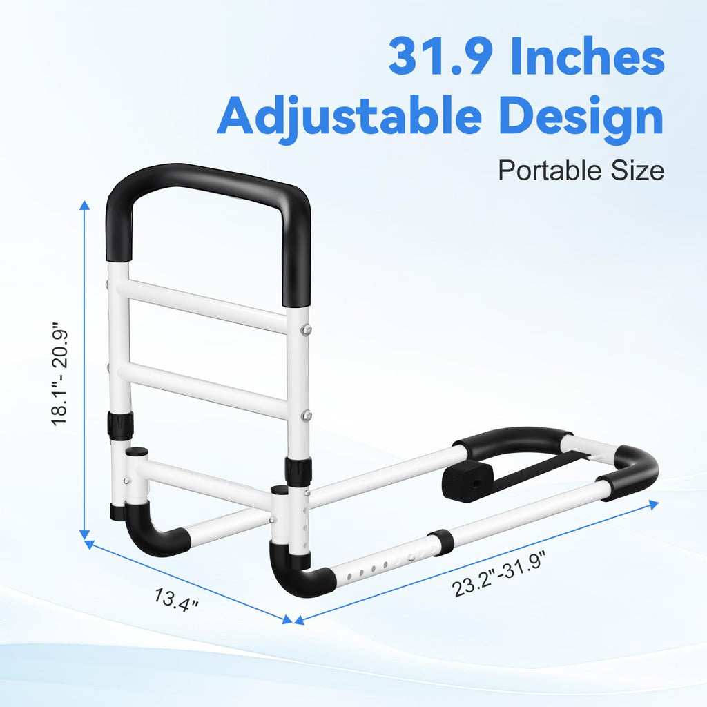 KingPavonini Bed Rails for Elderly Adults Safety - Adjustable Bed Cane with Non-Slip Ergonomic Handle and Storage Pocket, Bed Railings for Seniors Hold up to 350 Lbs, Tool-Free Installation