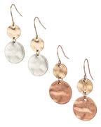 SPUNKYsoul Tribal Boho Dangle Earrings, Handmade Mixed Metal Drop Style (Sienna 2 Pack)